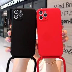 "Crossbody Phone Case with Lanyard Strap – Hands-Free Silicone Cover"