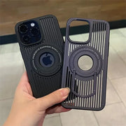 Breathable Magnetic Stand Case for 12 pro max اللون الاسود