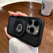 Breathable Magnetic Stand Case for 12 pro max اللون الاسود