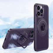 Breathable Magnetic Stand Case for 12 pro max اللون الاسود