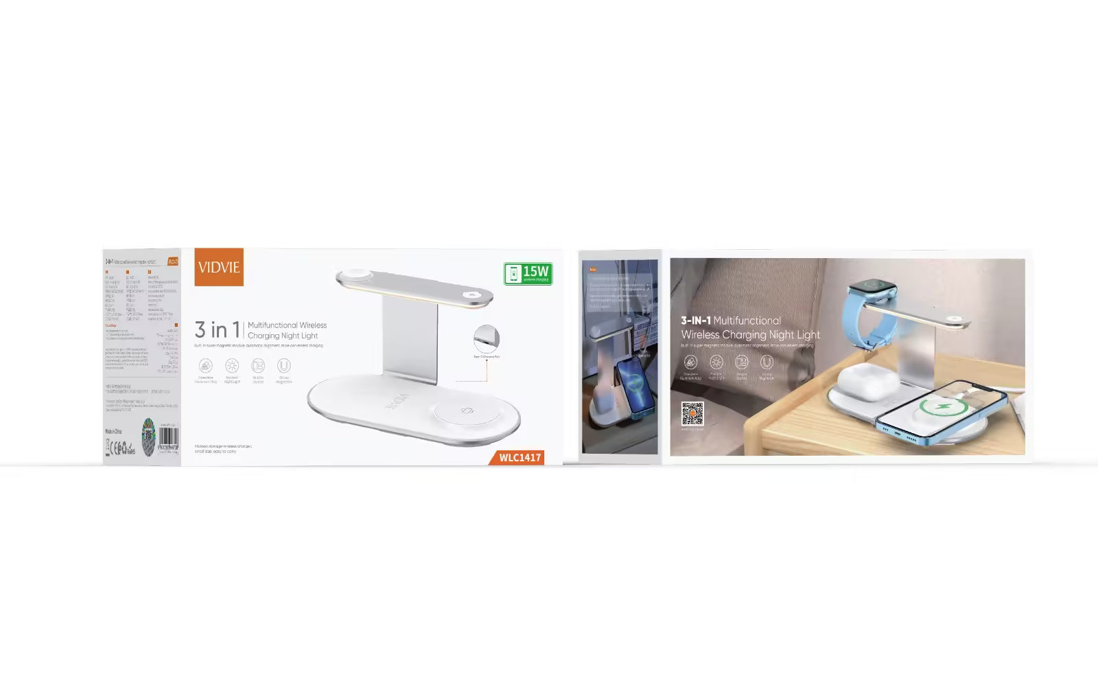 3 in 1 Multifunctional Wireless Charging Night Light - VIDVIE WLC1417