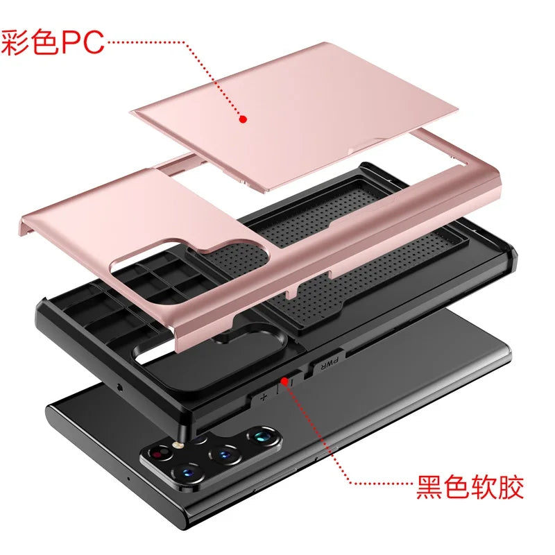 Slim Wallet Phone Case with Hidden Card Holder – Shockproof Protective Cover