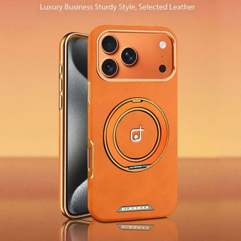 Rimbmax Luxury MagSafe Leather Texture Case for iphone 17 PRO MAX