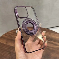 Colorful Frame Phone Case with Invisible Kickstand Clear Cover for iPhone - purple