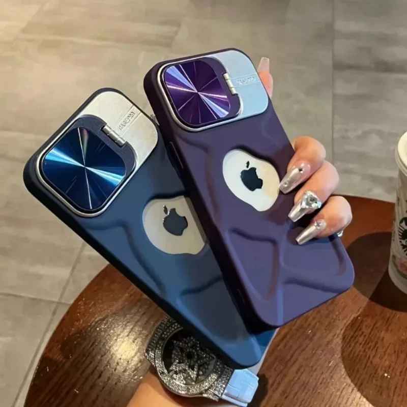 Logo Hole Silicone Case With Invisible Bracket Lens Protection