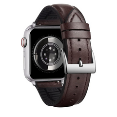 Leather Strap Silicone Inner Wax Leather Strap for Apple Watch