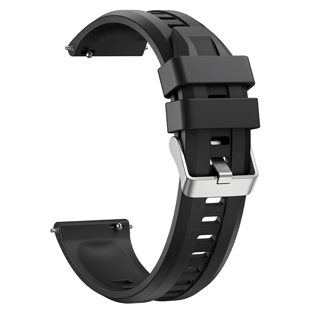 Silicone Sport Watch Band with Stainless Steel Buckle – Soft Adjustable Replacement Strap - 22mm
