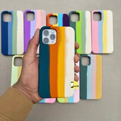 Rainbow Striped Soft Silicone Case for iPhone – Multicolor Pattern for 13 pro
