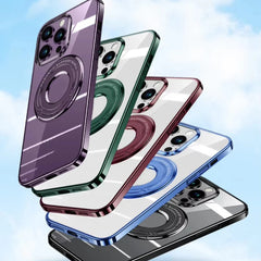 Colorful Frame Phone Case with Invisible Kickstand Clear Cover for iPhone - purple