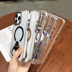 Wireless Charging Dual Metal Ring Holder Case for iPhone  With Lanyard Strap Case