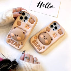 Silicone Case 3D bear Shapes For iPhone