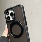 Matte Shockproof Magnetic Ring Case for iPhone 16 Plus – Elegant Soft Silicone Back Cover with Metal Camera Frame