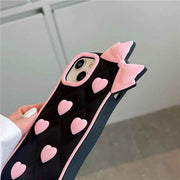 Cute Pink Bow & Hearts Silicone Case for iPhone – Soft 3D Girly Phone Cover for iphone 17 series