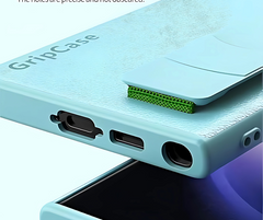 Leather Grip case with Strap for samsung - Titanium