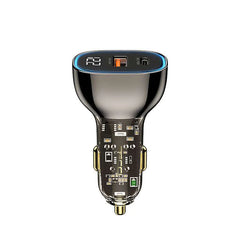 شاحن سيارة شفاف RCC-N21 بقوة 95 واط بتقنية PD3.0+QC3.0 مع شاشة رقمية - أسود