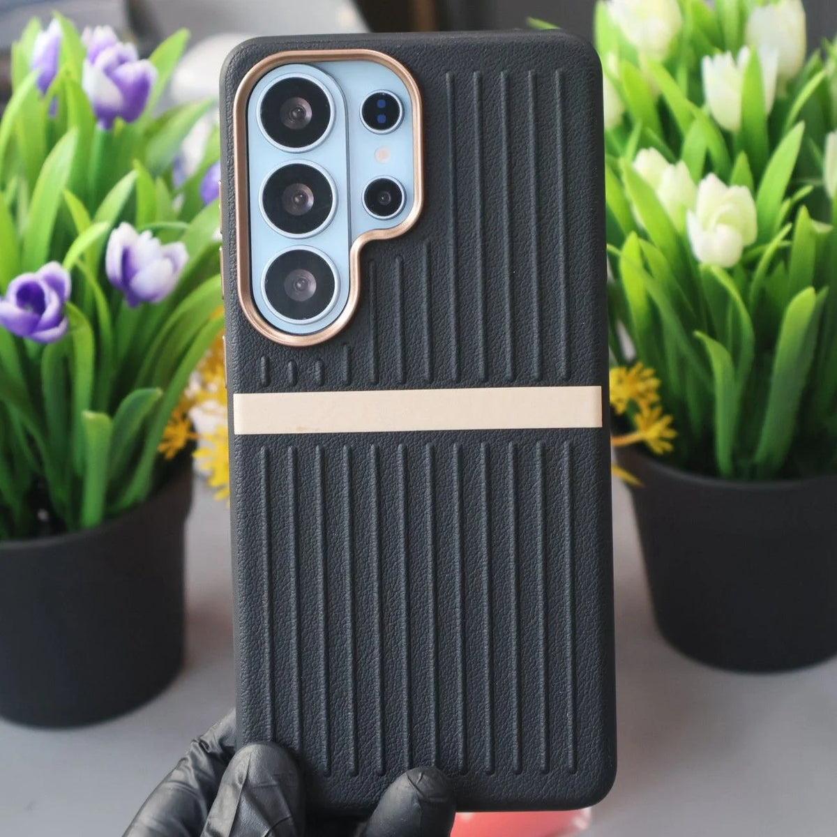 Premium Electroplated Camera Frame Luggage-Texture Phone Case