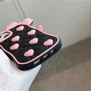 Cute Pink Bow & Hearts Silicone Case for iPhone – Soft 3D Girly Phone Cover for iphone 17 series