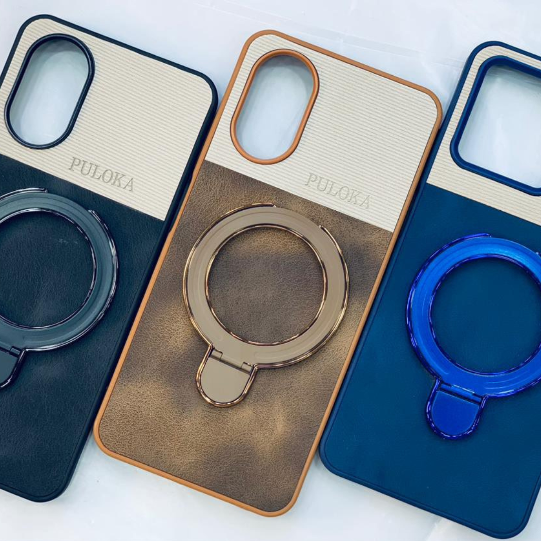 PULOKA Luxury Leather & Canvas Case | Built-in MagSafe Kickstand
