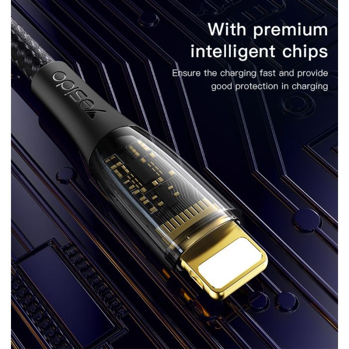 YESIDO 1.2M USB to Lighting Data Cable  Nylon Braided 2.4A Fast Charging Data Cable - CA104