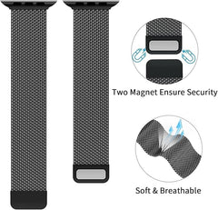 Stainless Steel Strap Band with Magnetic Closure for Apple Watch - black