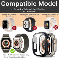 Shockproof Case Containing tempered glass screen protector  Fits Apple Watch Ultra 49MM - Black