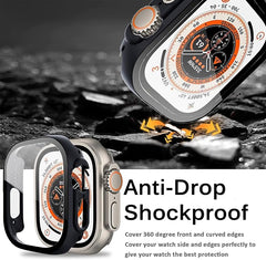 Shockproof Case Containing tempered glass screen protector  Fits Apple Watch Ultra 49MM - Black