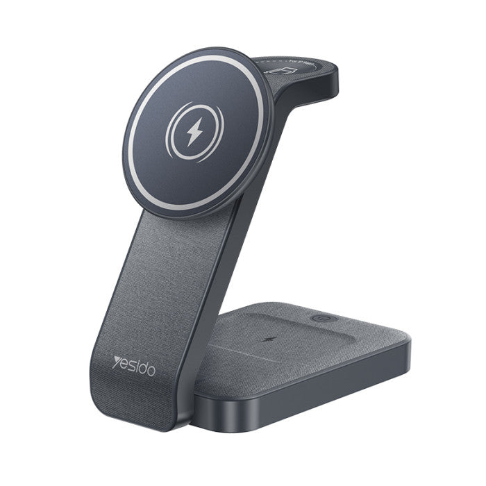 DS26 15W yesido Wireless Fast Charging With Nightlight Foldable Design 3 in1 Desktop Stand Wireless Charger
