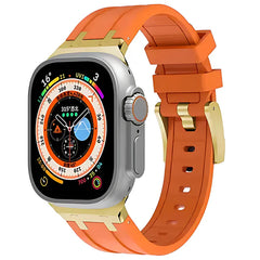 Luxury AP Metal Head Butterfly Buckle Silicone Band for Apple Watch