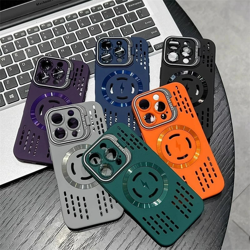 Magnetic MagSafe Matte Case with Camera Protector & Mesh Cooling Design for iPhone