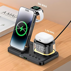 Yesido DS22 Wireless Charger, 15W Fast Charging, Double Angle Adjustment, Clock Display