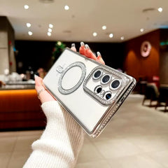 Transparent Glitter Protective Case with Magnetic Charging, 360° Camera Protection, TPU Material
