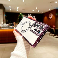 Transparent Glitter Protective Case with Magnetic Charging, 360° Camera Protection, TPU Material