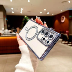 Transparent Glitter Protective Case with Magnetic Charging, 360° Camera Protection, TPU Material