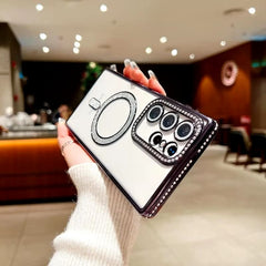 Transparent Glitter Protective Case with Magnetic Charging, 360° Camera Protection, TPU Material
