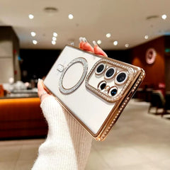 Transparent Glitter Protective Case with Magnetic Charging, 360° Camera Protection, TPU Material