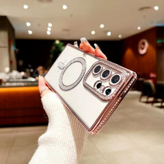 Transparent Glitter Protective Case with Magnetic Charging, 360° Camera Protection, TPU Material