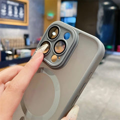 "MagSafe-Compatible Matte Silicone iPhone Case with Camera Lens Protection – Shockproof & Stylish Design"