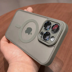 "MagSafe-Compatible Matte Silicone iPhone Case with Camera Lens Protection – Shockproof & Stylish Design"