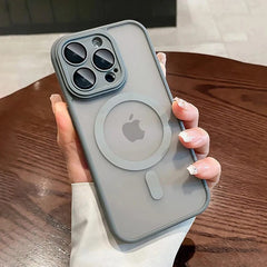 "MagSafe-Compatible Matte Silicone iPhone Case with Camera Lens Protection – Shockproof & Stylish Design"
