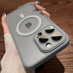 "MagSafe-Compatible Matte Silicone iPhone Case with Camera Lens Protection – Shockproof & Stylish Design"
