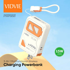 10000mAh 3-IN-1 Multifunctional Wireless Charging Power Bank VIDVIE PB7023