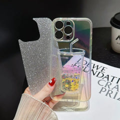 Fashion Personality Gradient Color Quicksand Phone case with Lens