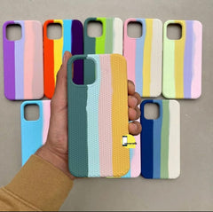 Rainbow Striped Soft Silicone Case for iPhone – Multicolor Pattern for 13 pro max