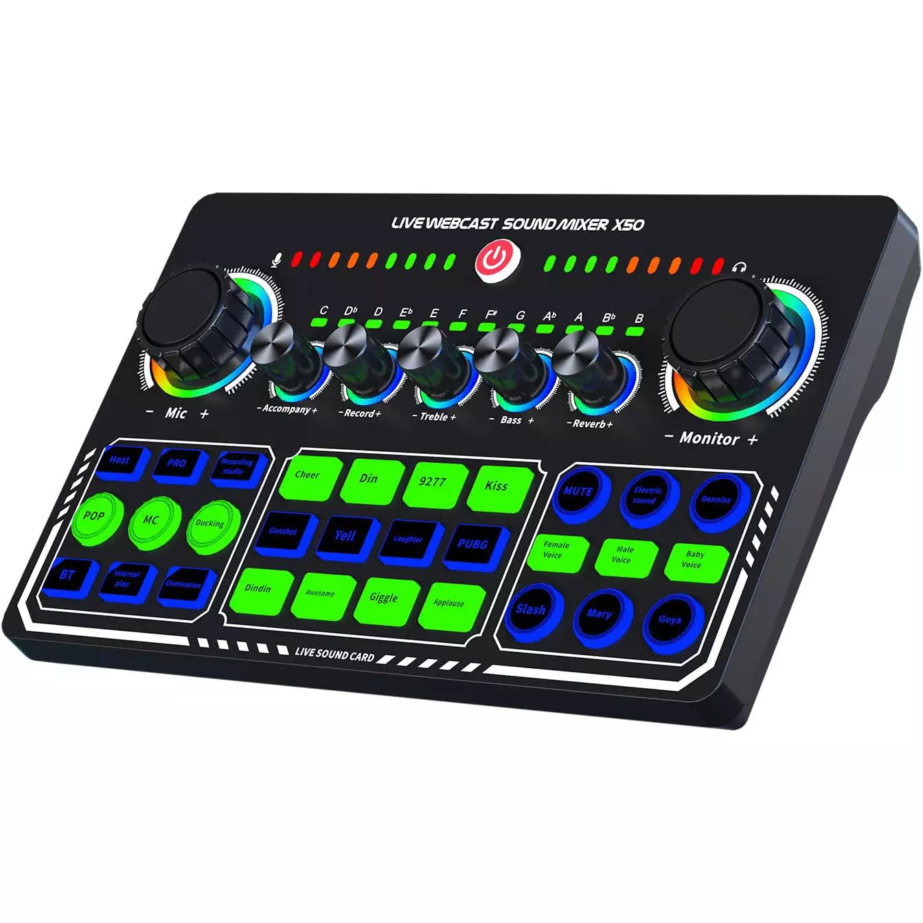 X50 Live Sound Card Audio Mixer – Bluetooth Streaming Sound Card with Voice Effects | USB Audio Interface for Podcast, Gaming & Live Streaming