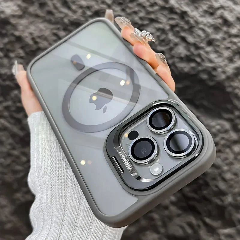 MagSafe Transparent Case with Stand & Matching Camera Lens Protectors for iPhone