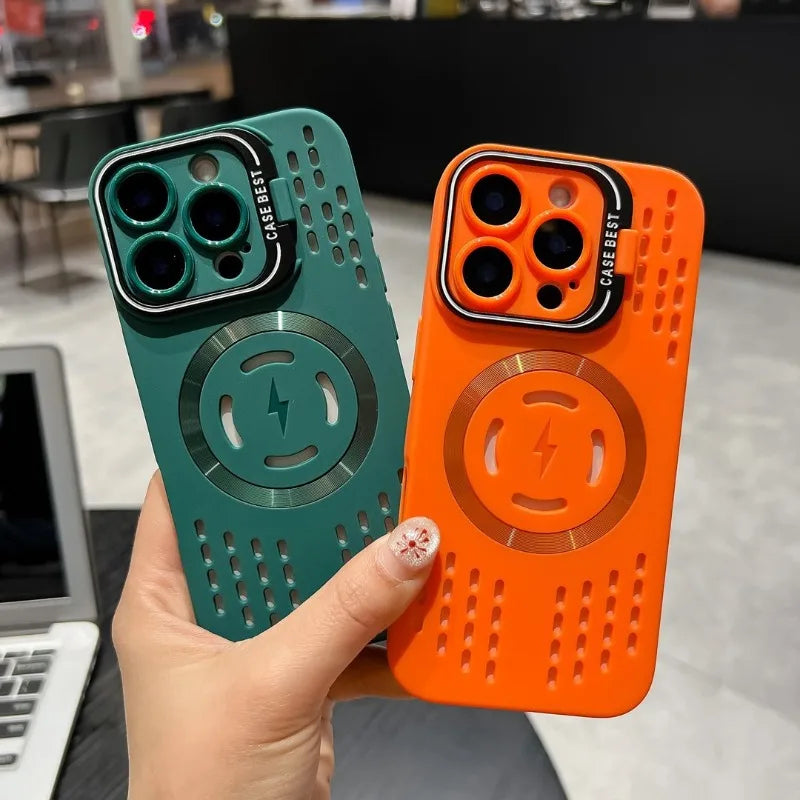 Magnetic MagSafe Matte Case with Camera Protector & Mesh Cooling Design for iPhone