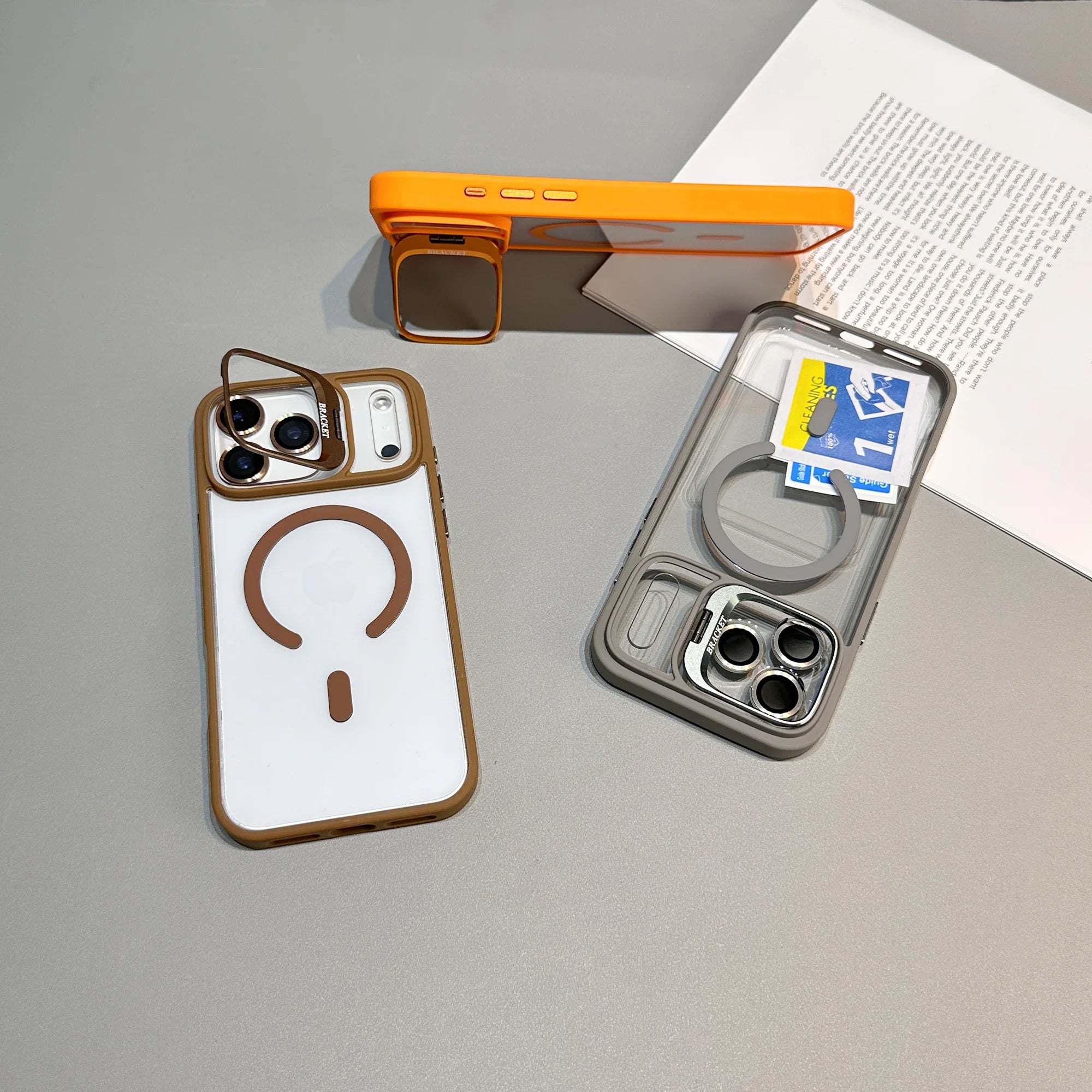 Luxury  premium case with a metal lens protector and matching stand for iPhone